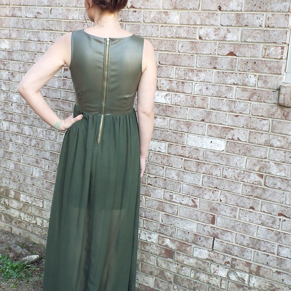 Olive Green Maxi Dress - Picture 2 of 2